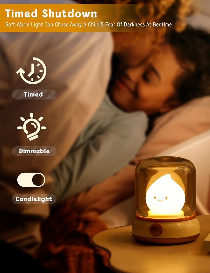 WANIDEA Store Flameless Candles Lamp, Led Candles,Cute Kerosene Lamp,Silicone Flame Amber Light,Adjustable Dimmable Rechargeable Night Light for Kids,Girls,Teenager Kids Bedroom Christmas - Image 4